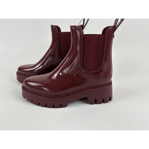 Tommy Hilfiger Women's Dipit Chelsea Rain Boots Dark Red Lug Sole Size 5 - Picture 12 of 12